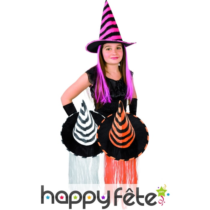 Chapeau de sorciere enfant avec cheveux colorés
