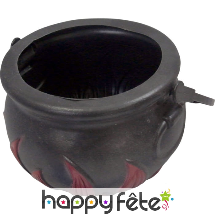 Chaudron de sorcière décoré de flammes