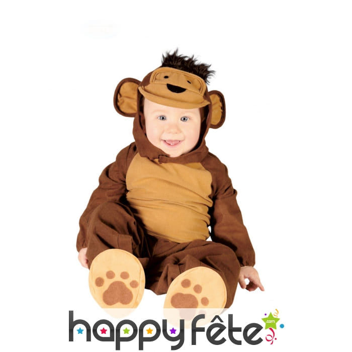 Combinaison de singe avec coiffe pour bébé