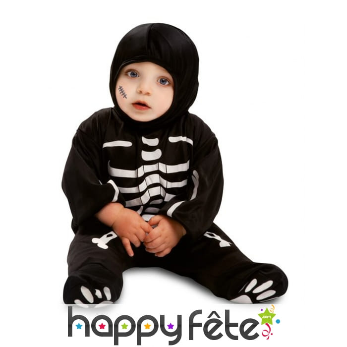 Combinaison de squelette noir pour bébé