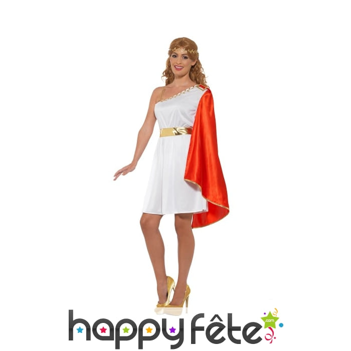 Costume de sénatrice romaine avec toge rouge