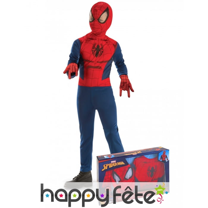 Costume de Spiderman et gants pour enfant, coffret