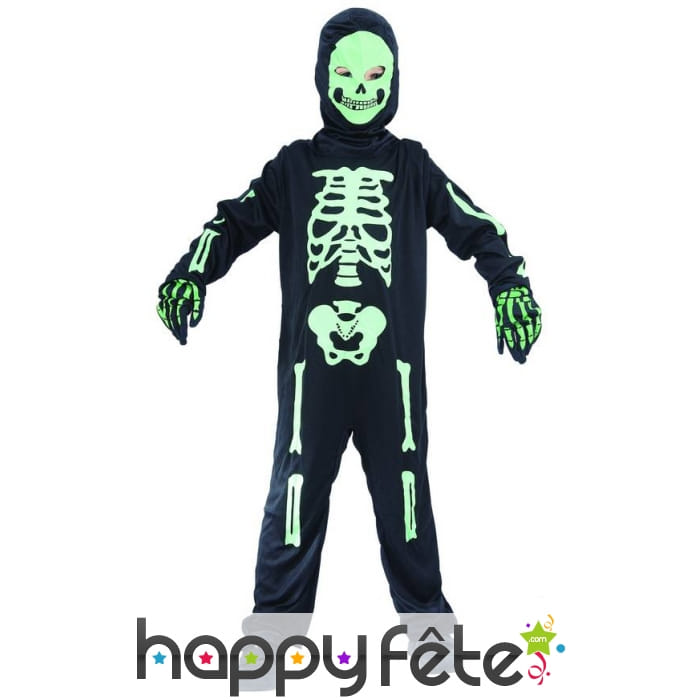Costume de squelette vert pour enfant