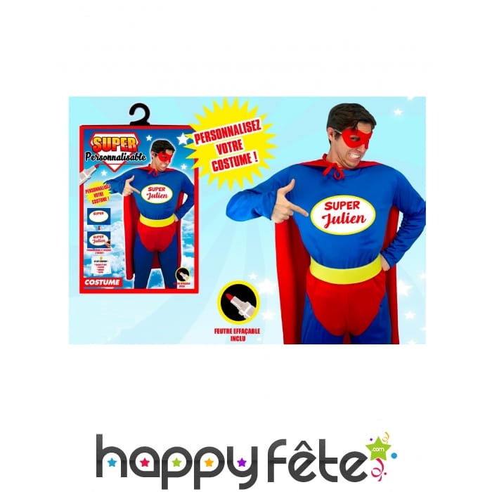 Costume de super héro personnalisable pour homme