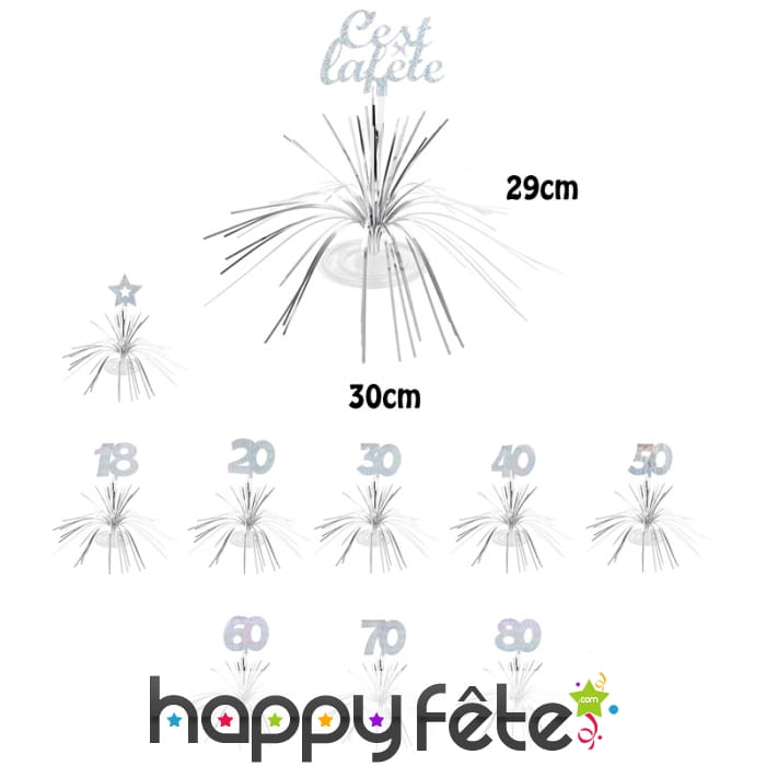 Centre de table cascade de fils argentés