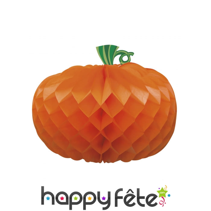 Centre de table citrouille en papier alvéolé, 27cm