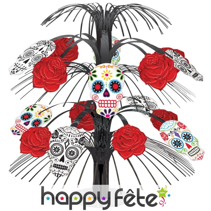 Centre de table Dia de los Muertos et roses