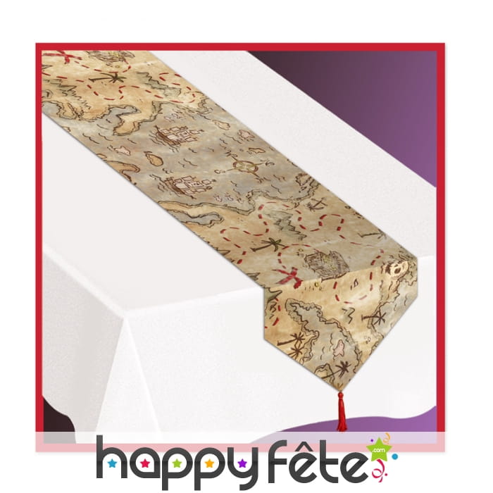 Chemin de table carte au trésor de 27 x 183 cm
