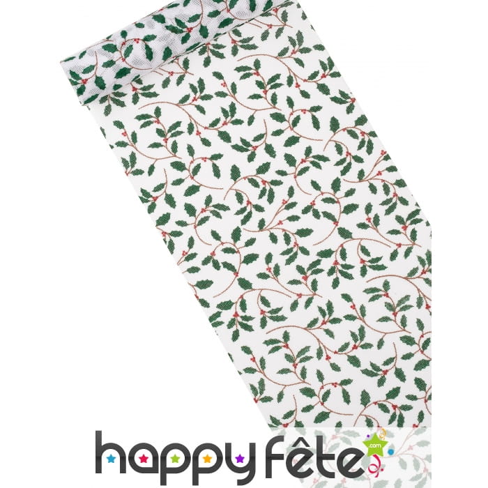 Chemin de table de Noël feuilles de Houx 4m