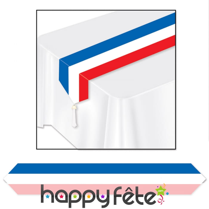 Chemin de table drapeau français de 180 x 30 cm