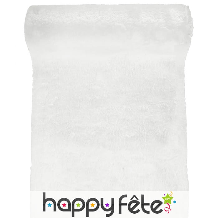Chemin de table en fausse fourrure blanche