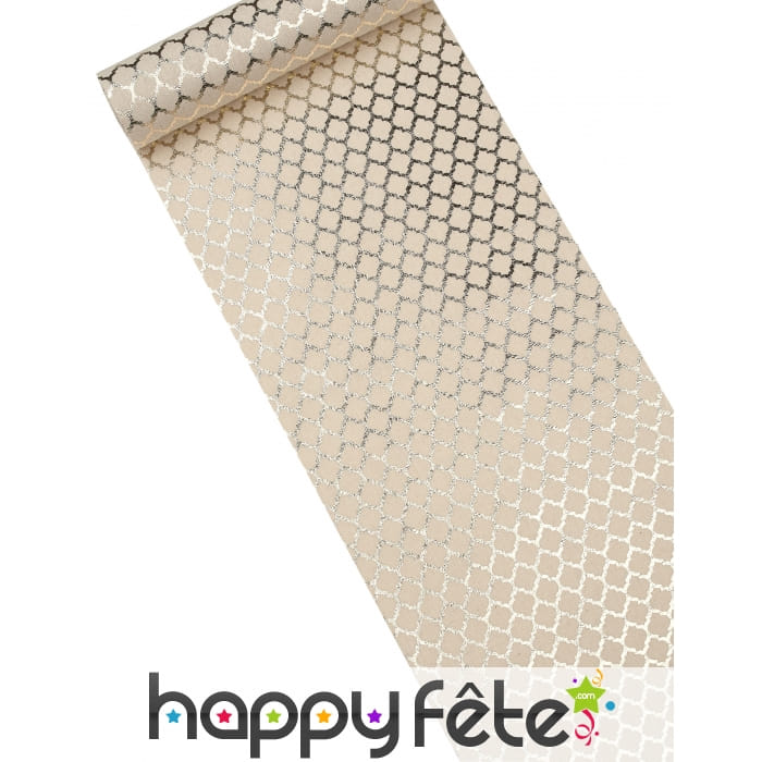 Chemin de table en lin motif nid d'abeille doré 5m