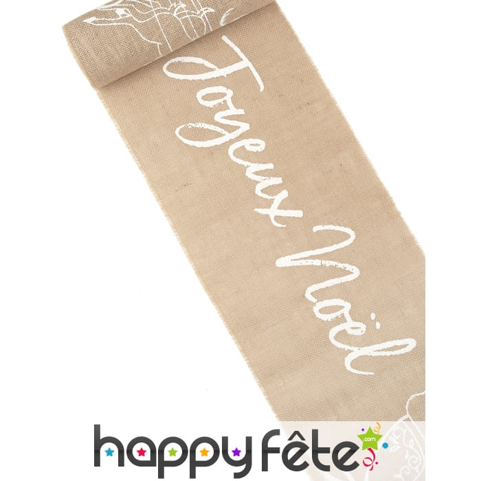 Chemin de table Joyeux Noel en toile de jute, 5m
