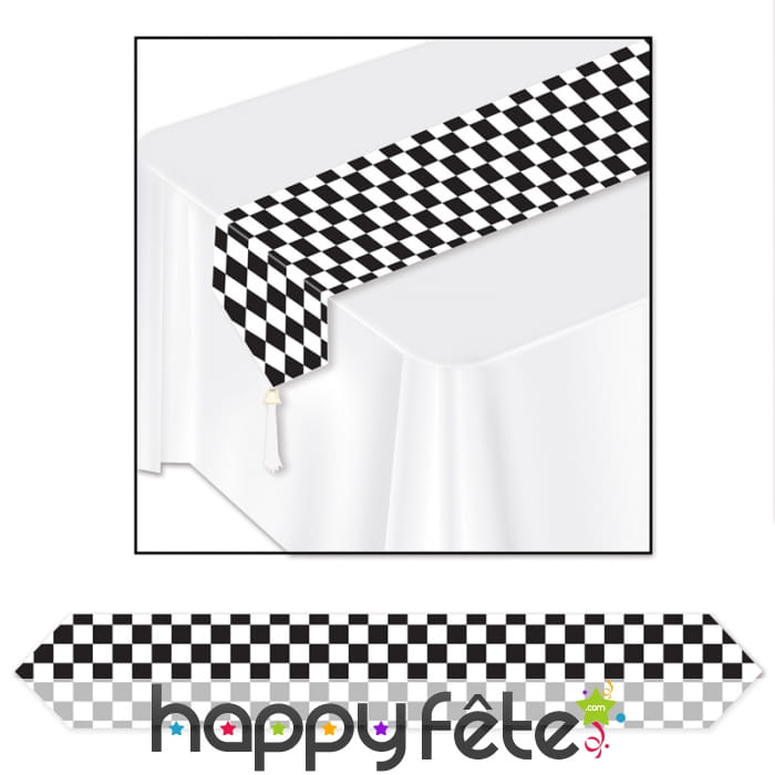 Chemin de table motif damier noir et blanc