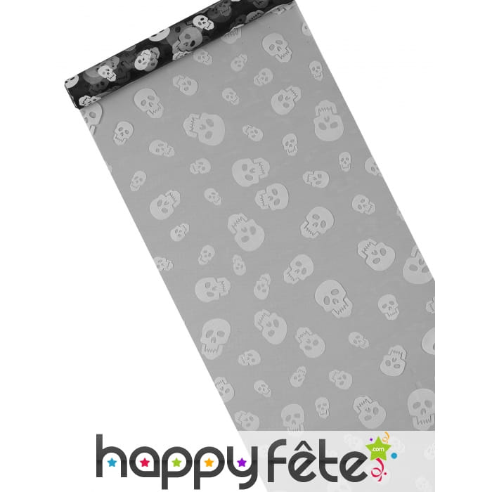Chemin de table noir et tête de mort 29cm x 5m