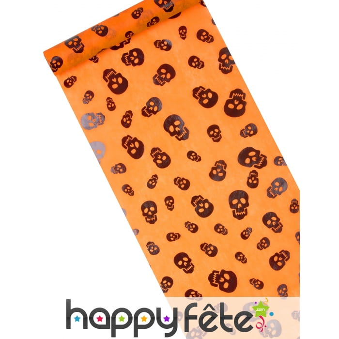 Chemin de table orange et têtes de mort 29cmx5m