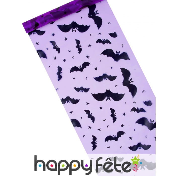 Chemin de table violet avec chauves souris 29cmx5m
