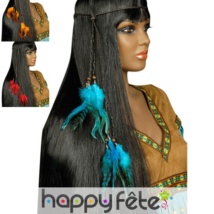 Collier de tête Indien plumes et perles