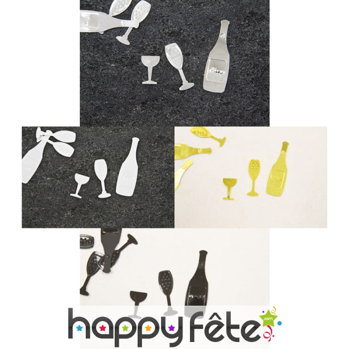 Confettis de table bouteille de bulle et verre