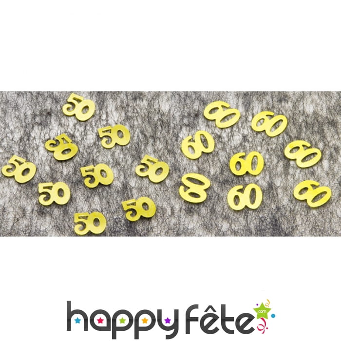 Confettis de table en forme de chiffre 50 ou 60