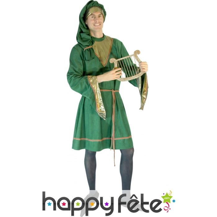 Costume de troubadour en velours vert