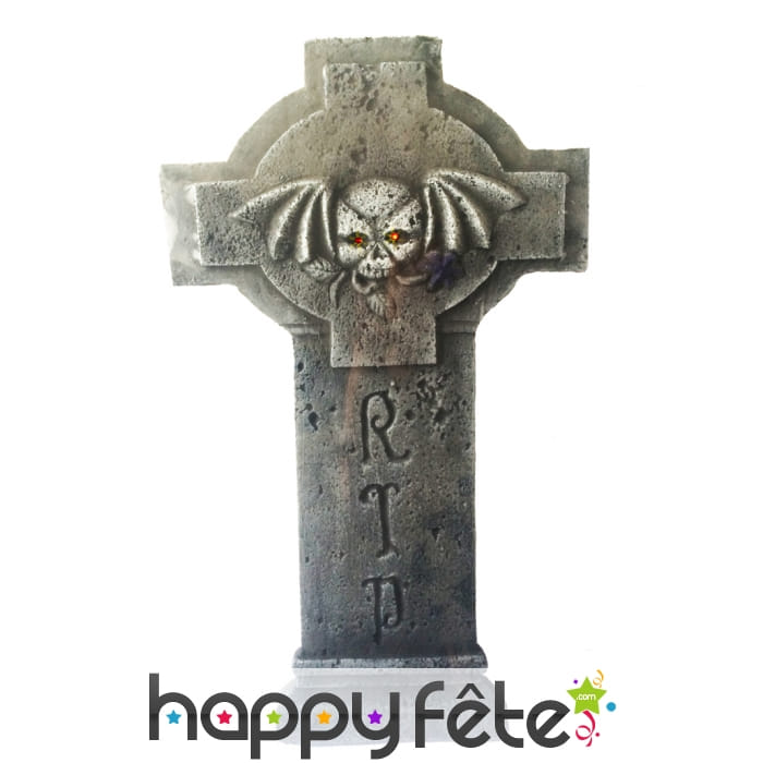 Croix de tombe RIP yeux lumineux, 60cm