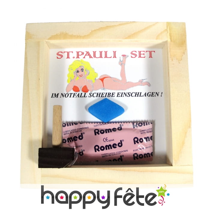 Coffret d'urgence avec préservatif