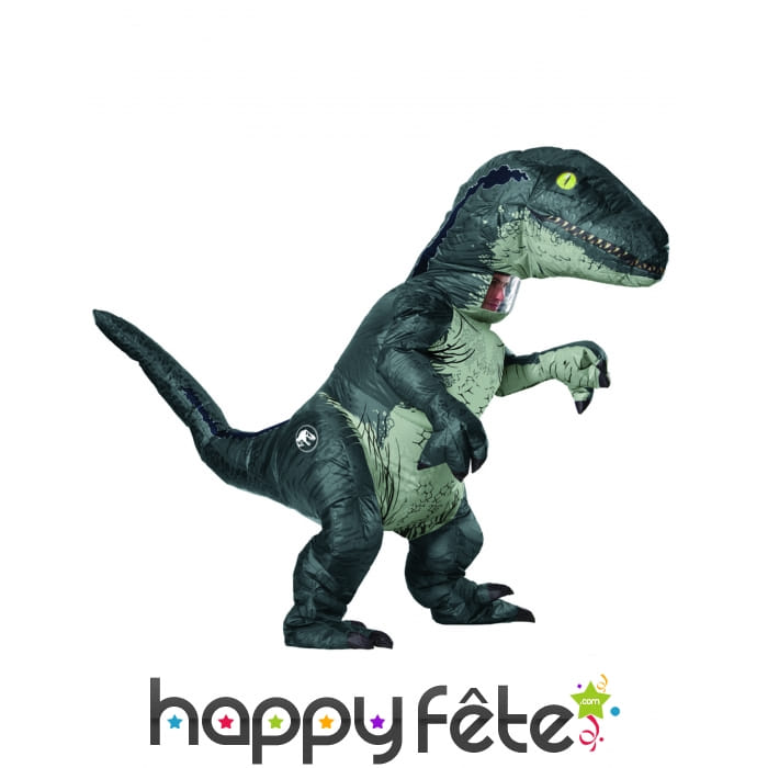 Costume de vélociraptor gonflable sonore, adulte
