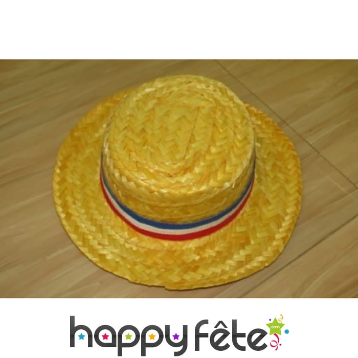 Canotier en bambou avec ruban tricolore