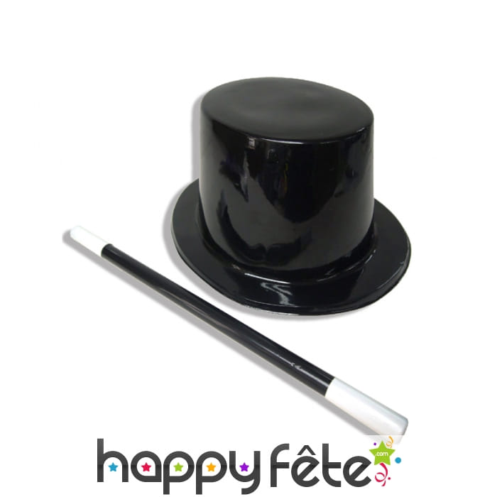 Chapeau et baguette de magicien pour adulte