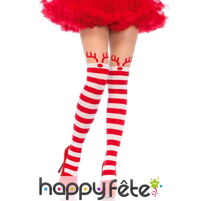 Collants effet bas rayés rouge et blancs de Noel