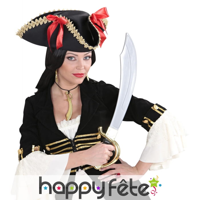 Collier et boucles d'oreilles sabres dorés