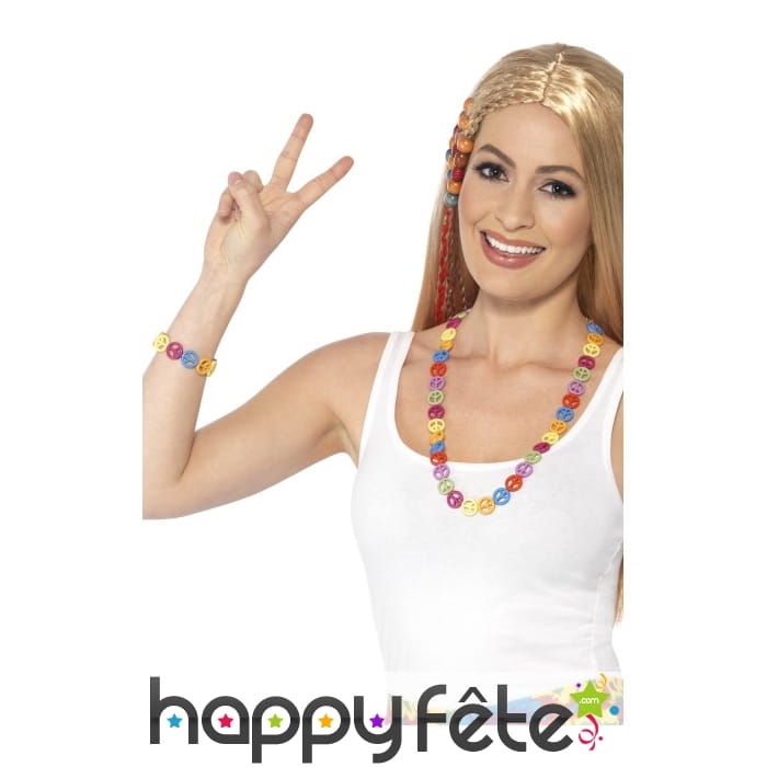 Collier et bracelet hippie multicolores