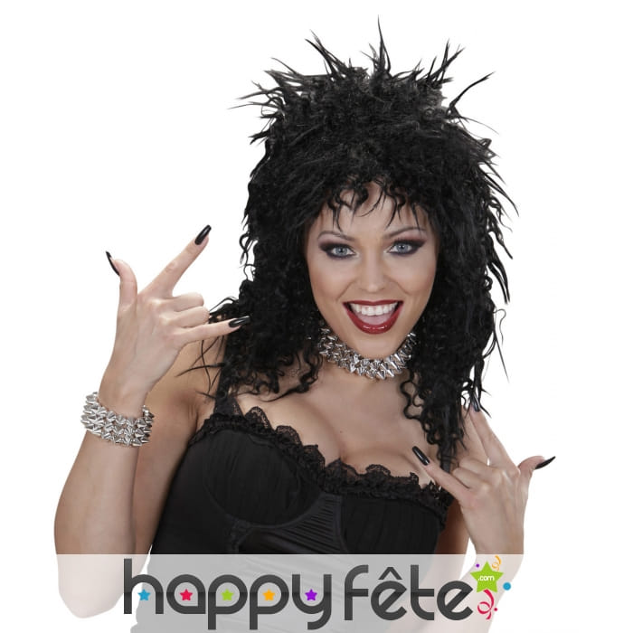 Collier et bracelet punk de piques argentées