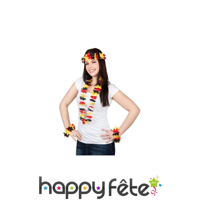 Couronne et collier Hawaïen drapeau Allemand