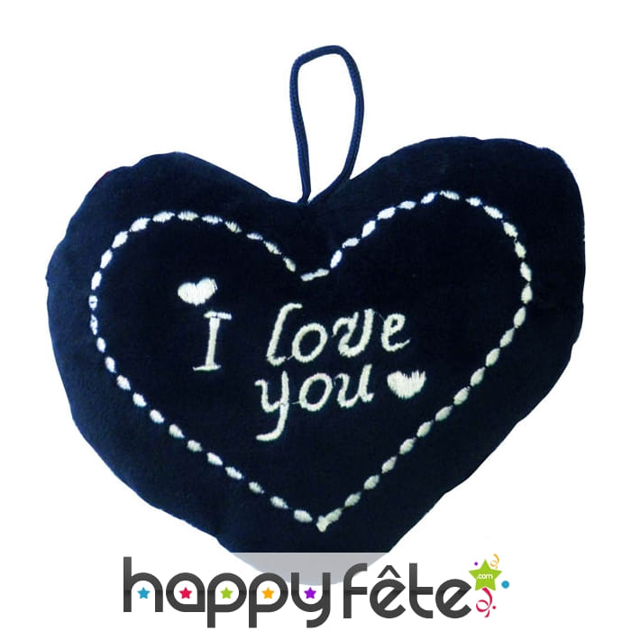 Coussin en coeur noir i love you