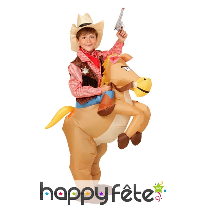 Costume enfant de cowb-boy à dos de cheval