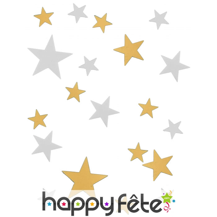 Confettis en forme d'étoiles dorées et blanches