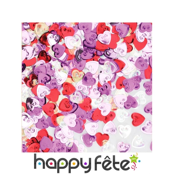 Confettis en forme de coeurs multicolores, 14g