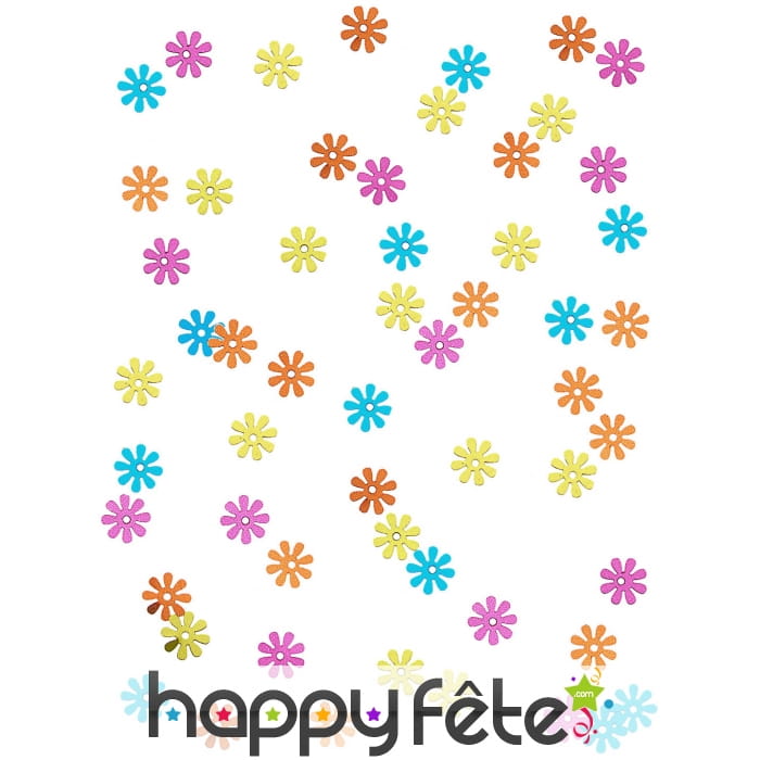Confettis en forme de fleurs Hippie colorées