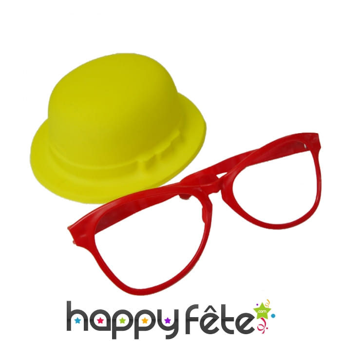 Chapeau et grandes lunettes de clown
