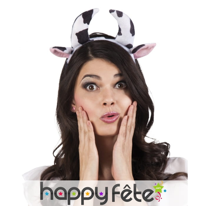 Cornes et oreilles de vachette sur serre-tête