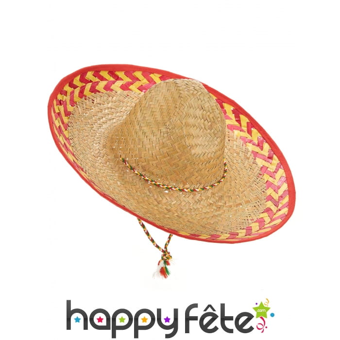 Chapeau en paille avec contour à motifs