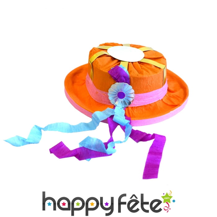 Chapeau en papier crépon coloré