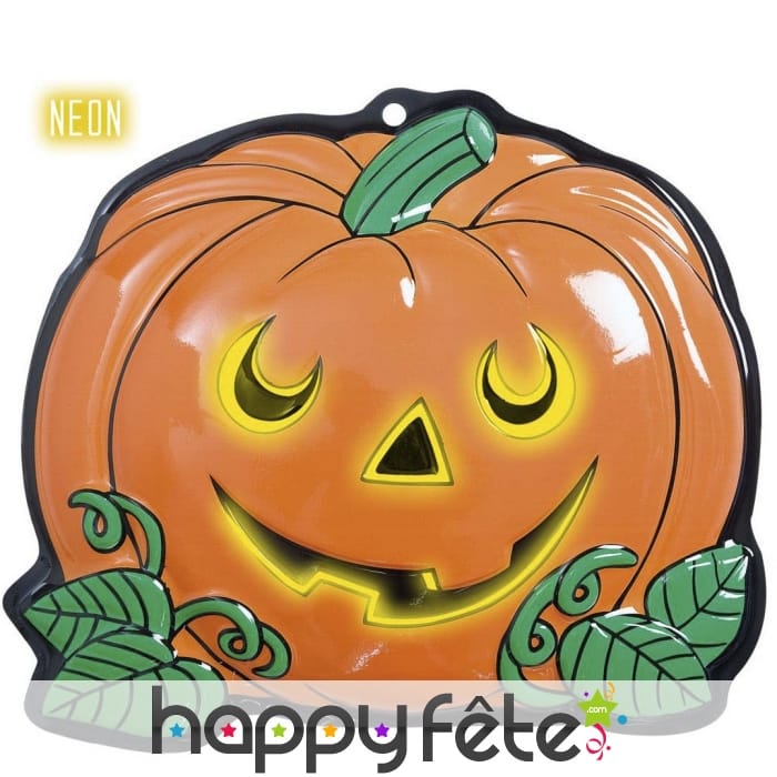 Citrouille en plastique phospho de 25 x 22 cm