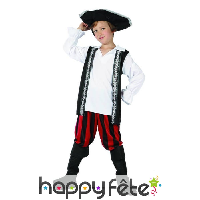 Costume enfant pirate pantalon rouge et noir