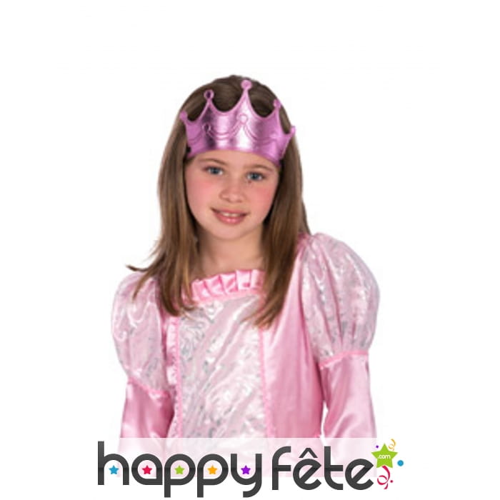 Couronne en plastique rose effet métallisé fille
