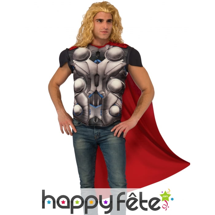 Cape et T-shirt musclé de Thor pour homme