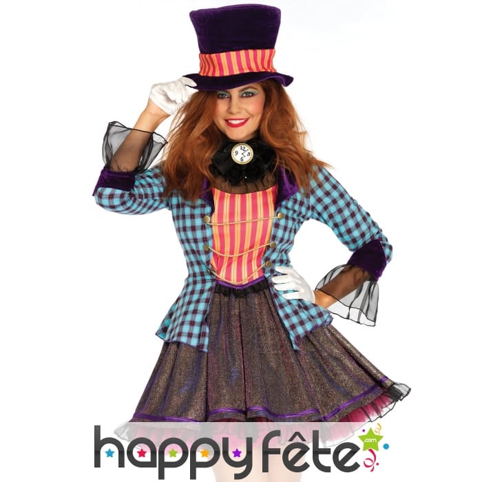 Costume femme chapelier fou robe scintillante