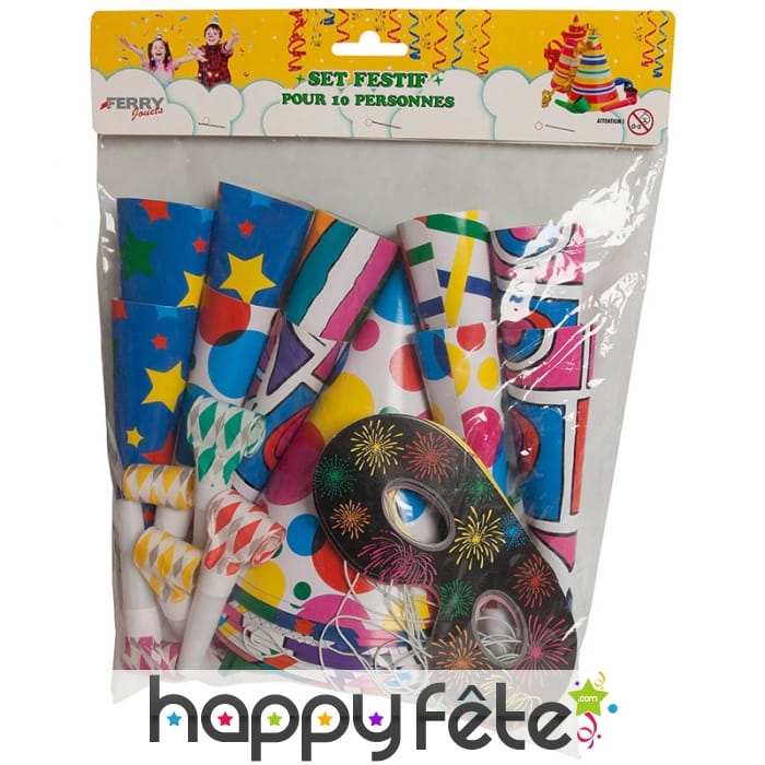 Cotillons festifs et colorés pour 10 personnes